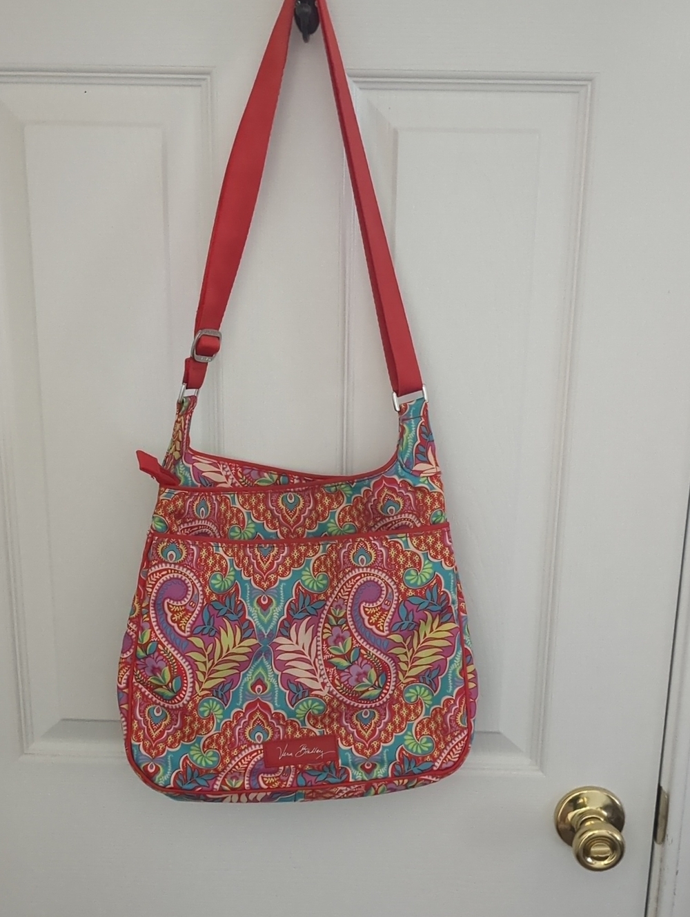 Vintage Vera Bradley Red Multicolor Paisley Crossbody Bag "Petal Paisley"